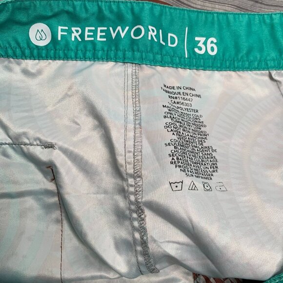 Freeworld Hybrid Board Shorts Swim Trunks 36 Grey Pocket Drawstring Hook Loop - Picture 5 of 5